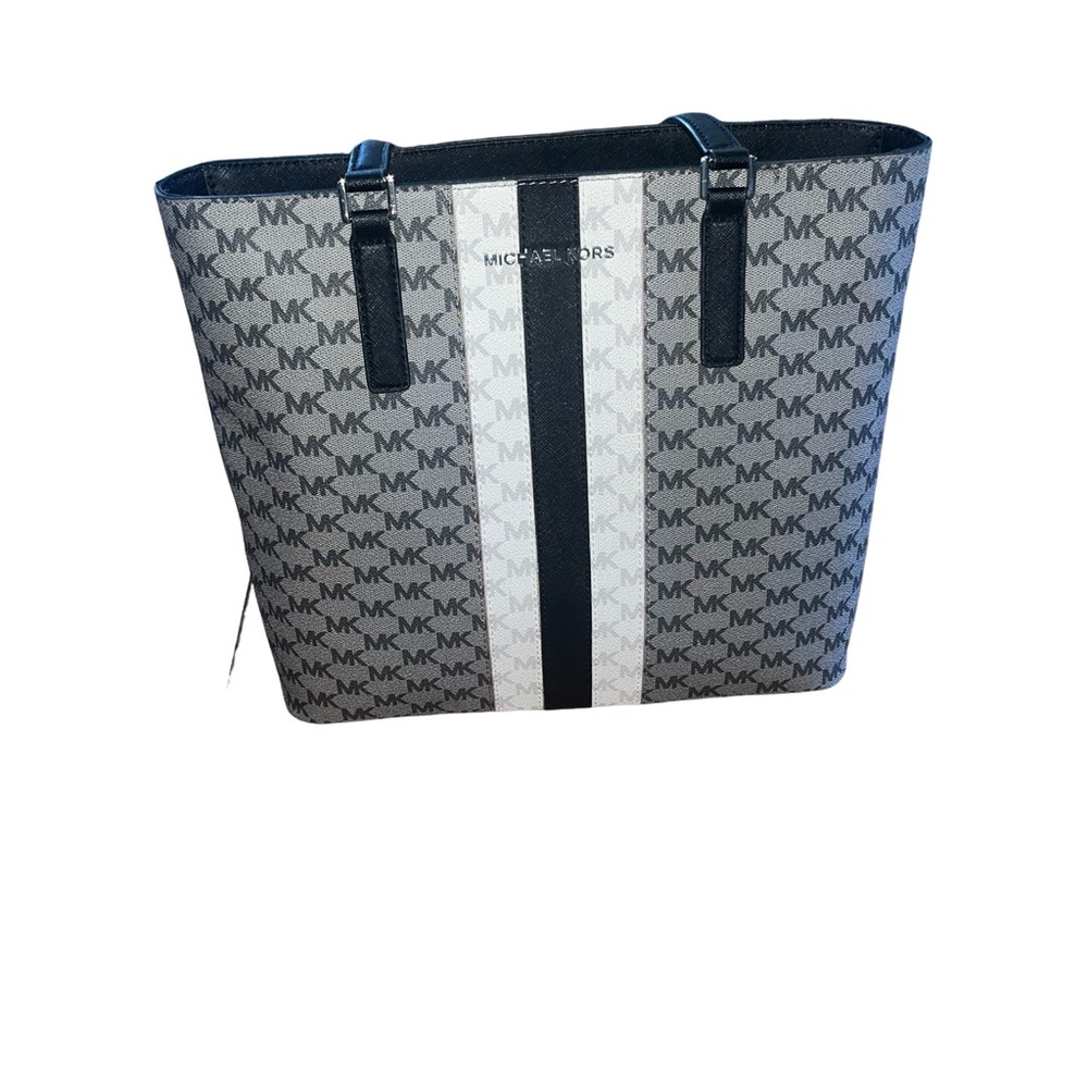 NWT Michael Kors Blue and Gray Signature Tote - Picture 2 of 4